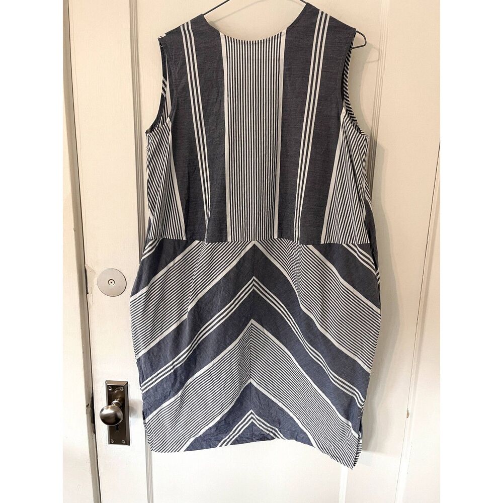 Womens Anthropologie Nico Nicholson & Nicholson Dress Shift Blue Cotton Size 40